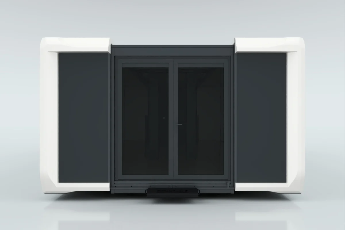 Double opening doors with glass