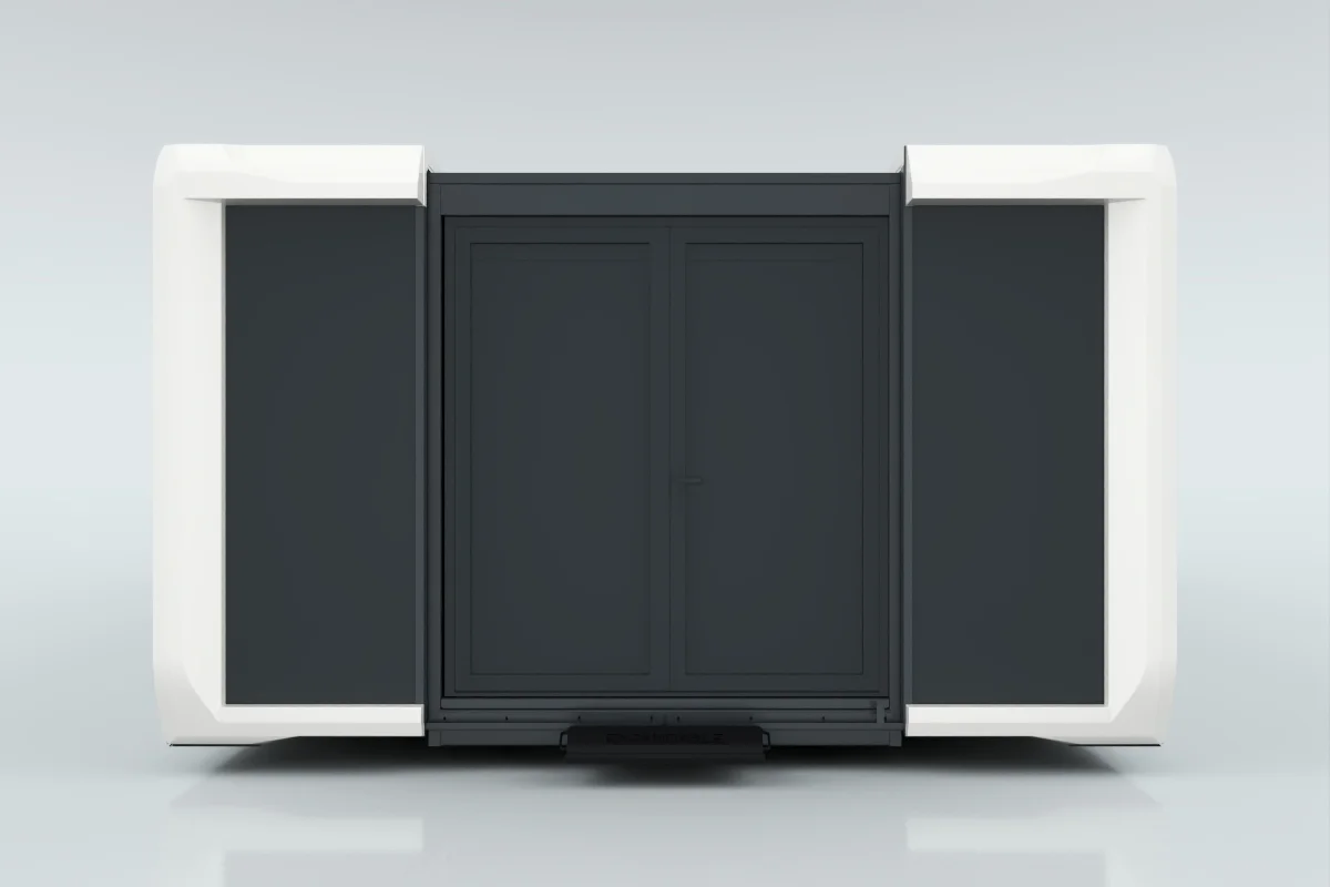 Double opening doors with panel