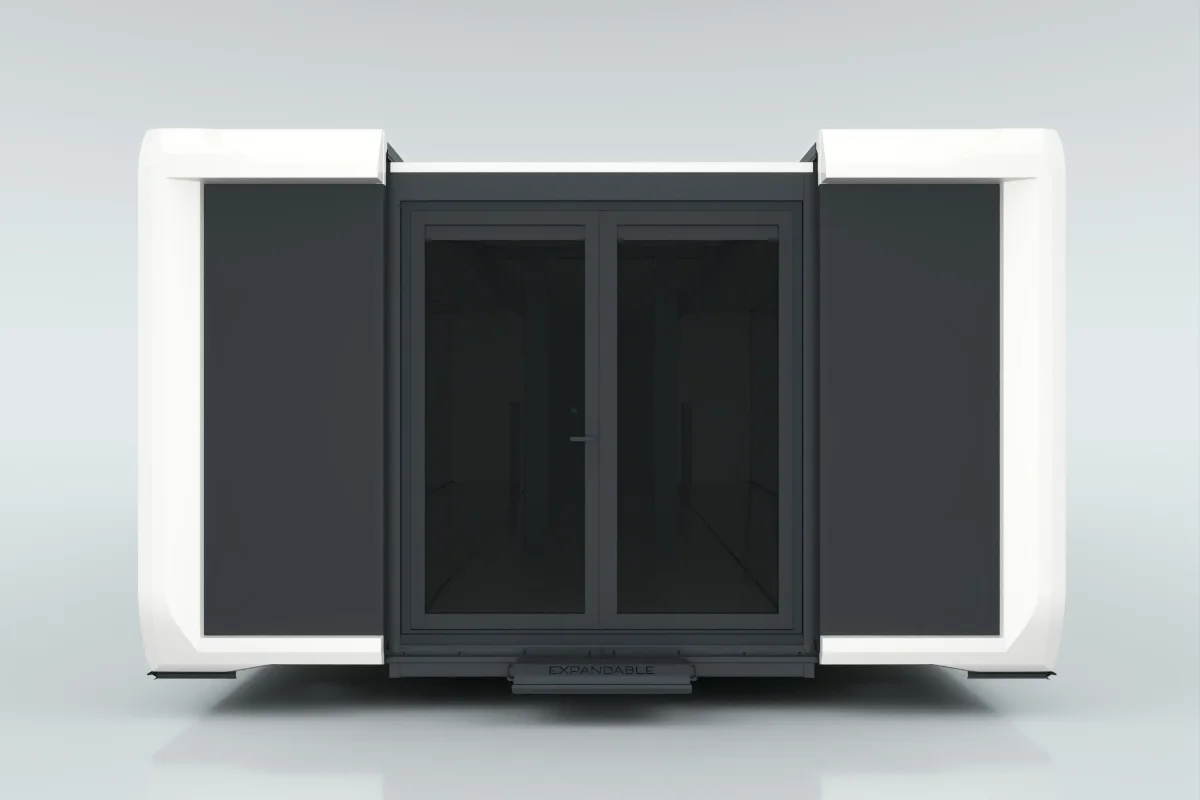 Double opening doors with glass