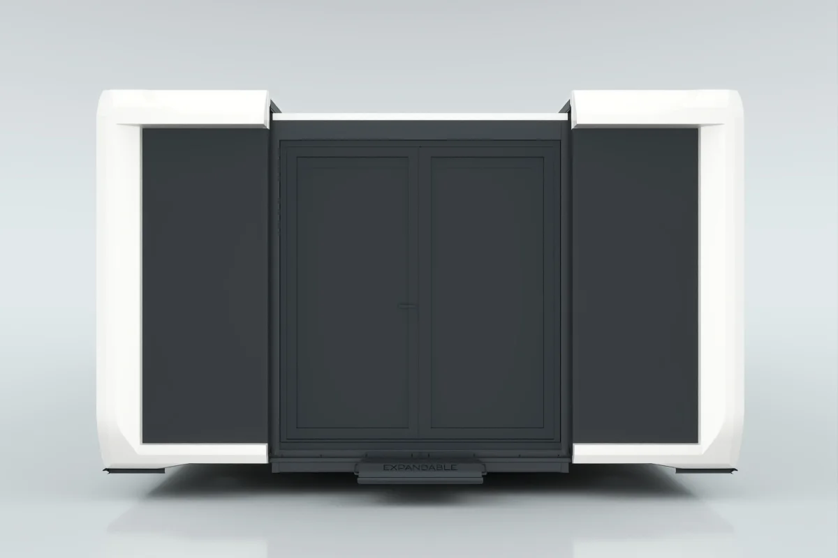 Double opening doors with panel
