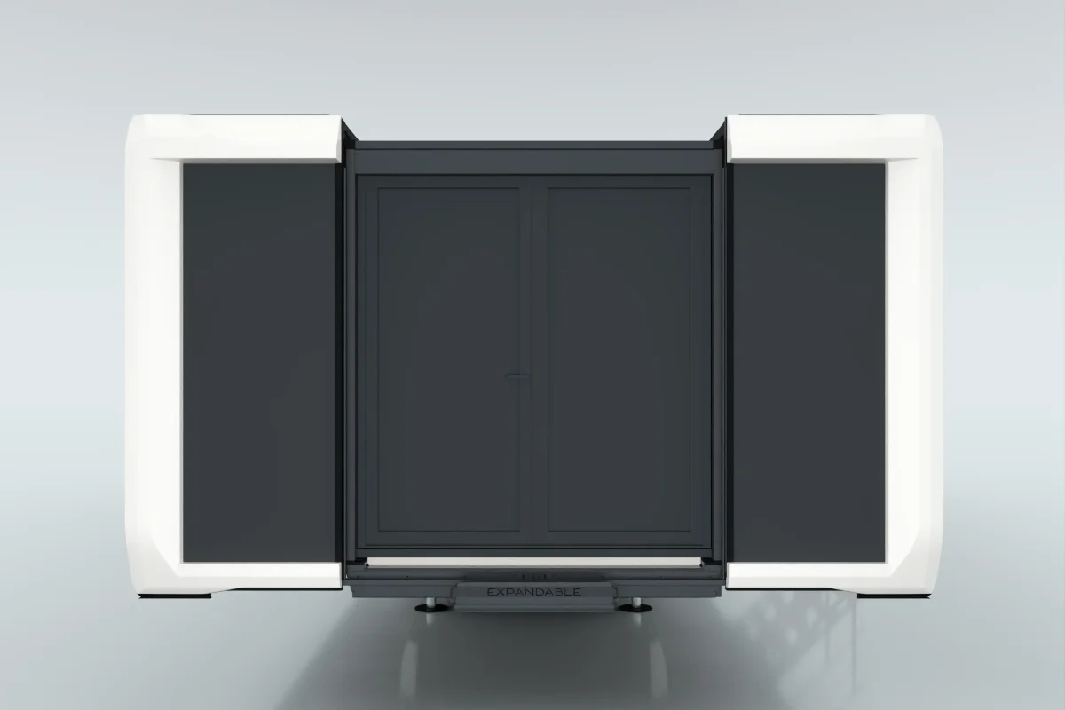 Double opening doors with panel
