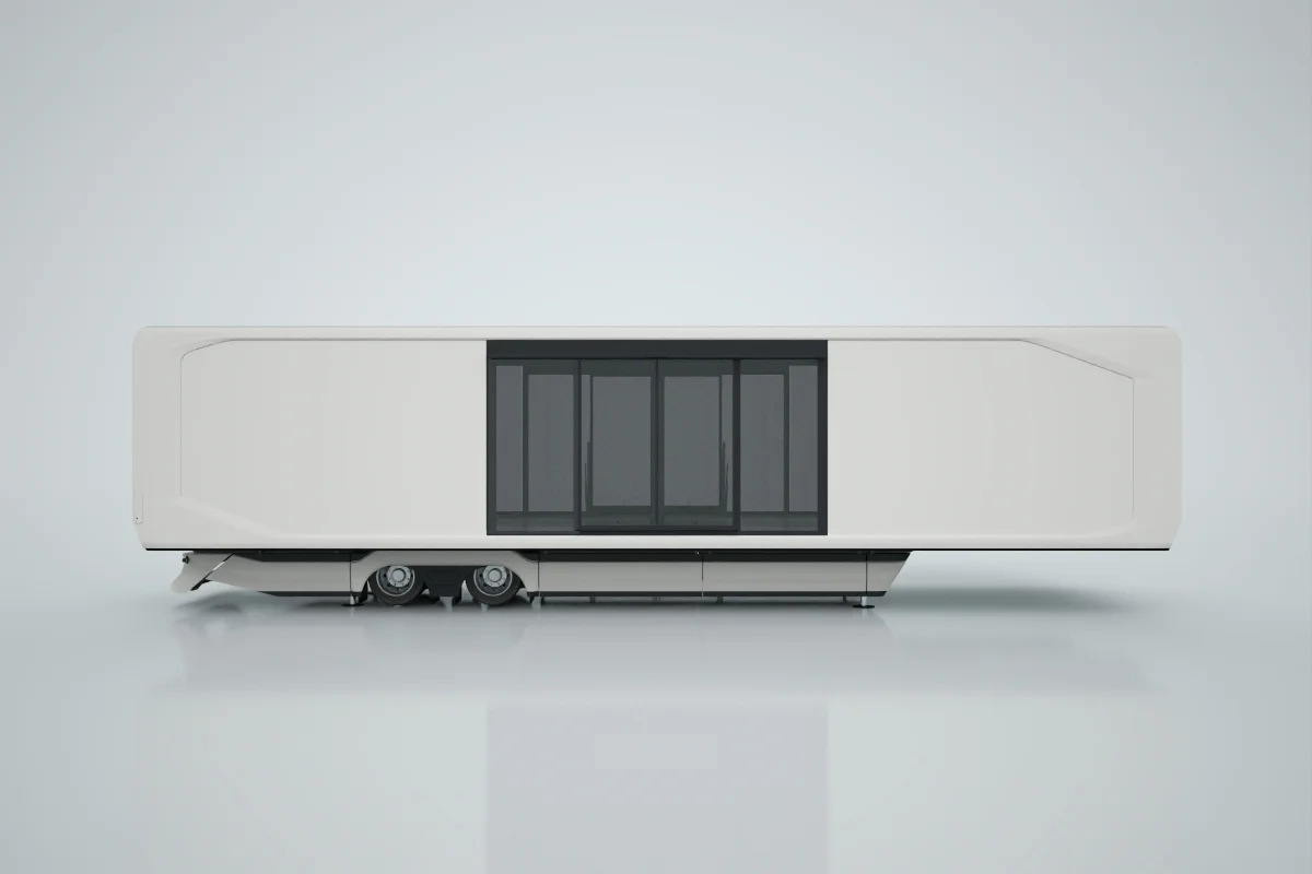 Solid wall with electric sliding door