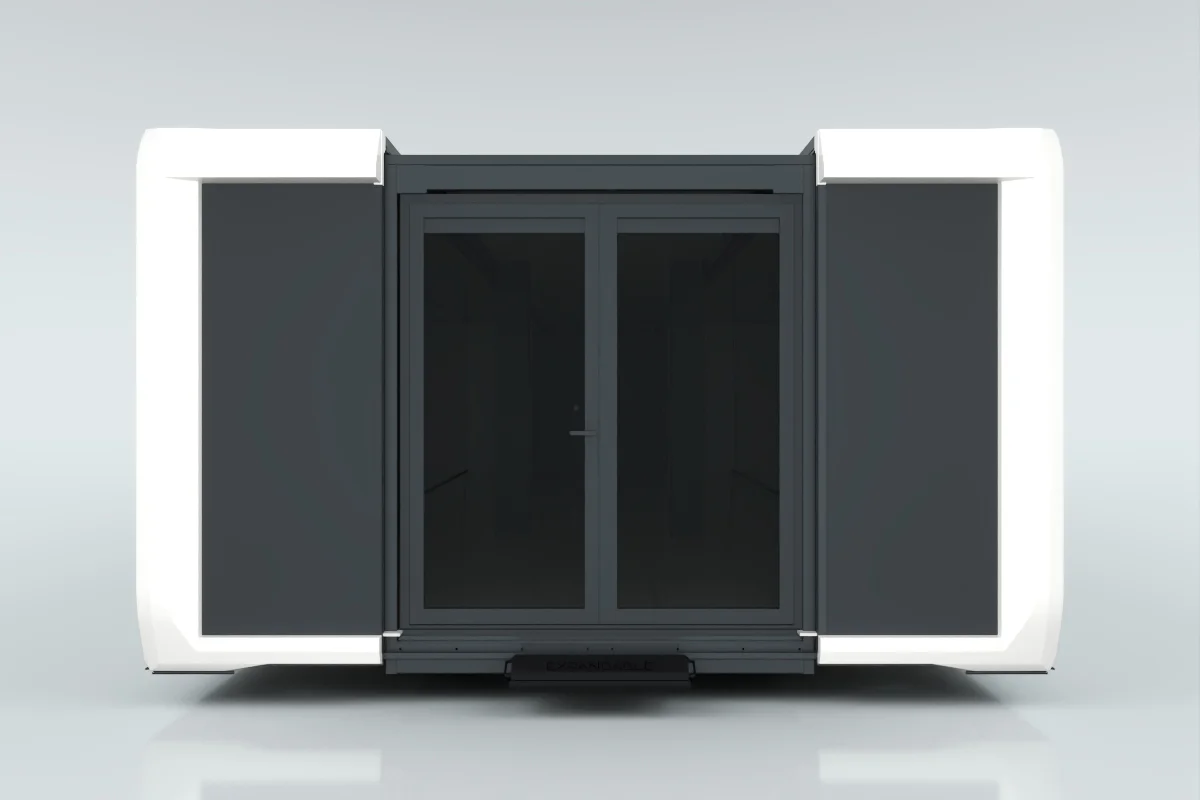 Double opening doors with glass