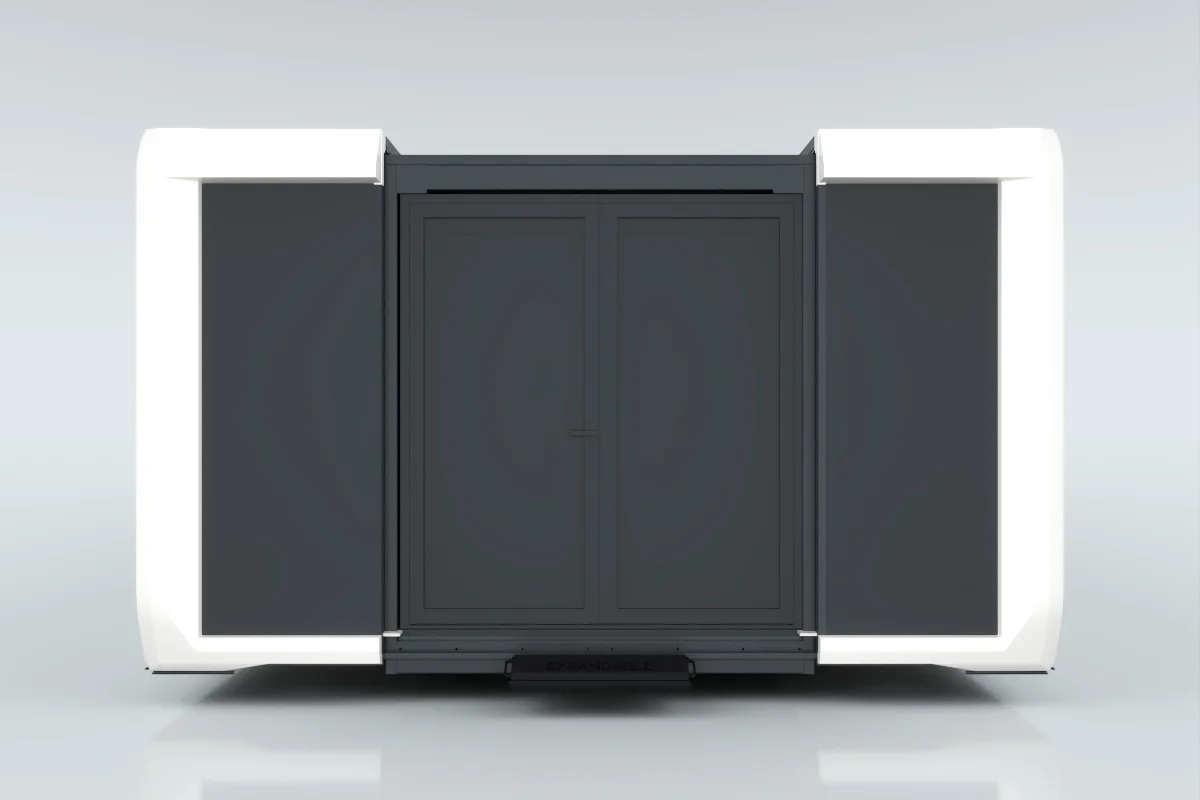 Double opening doors with panel