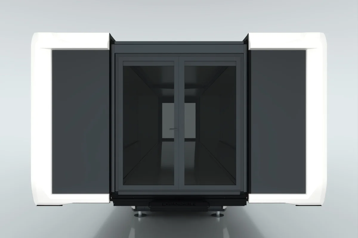 Double opening doors with glass