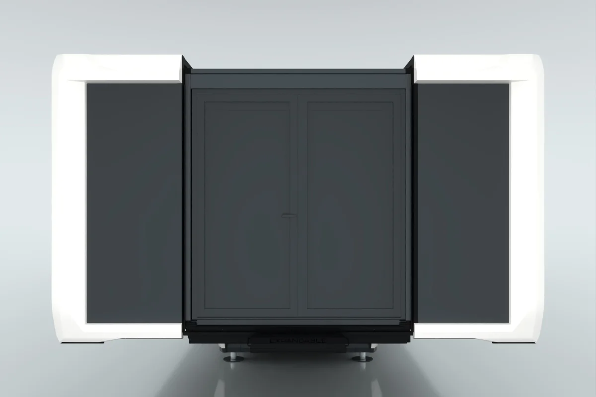 Double opening doors with panel