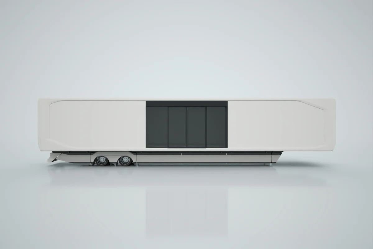 Solid wall with electric sliding door