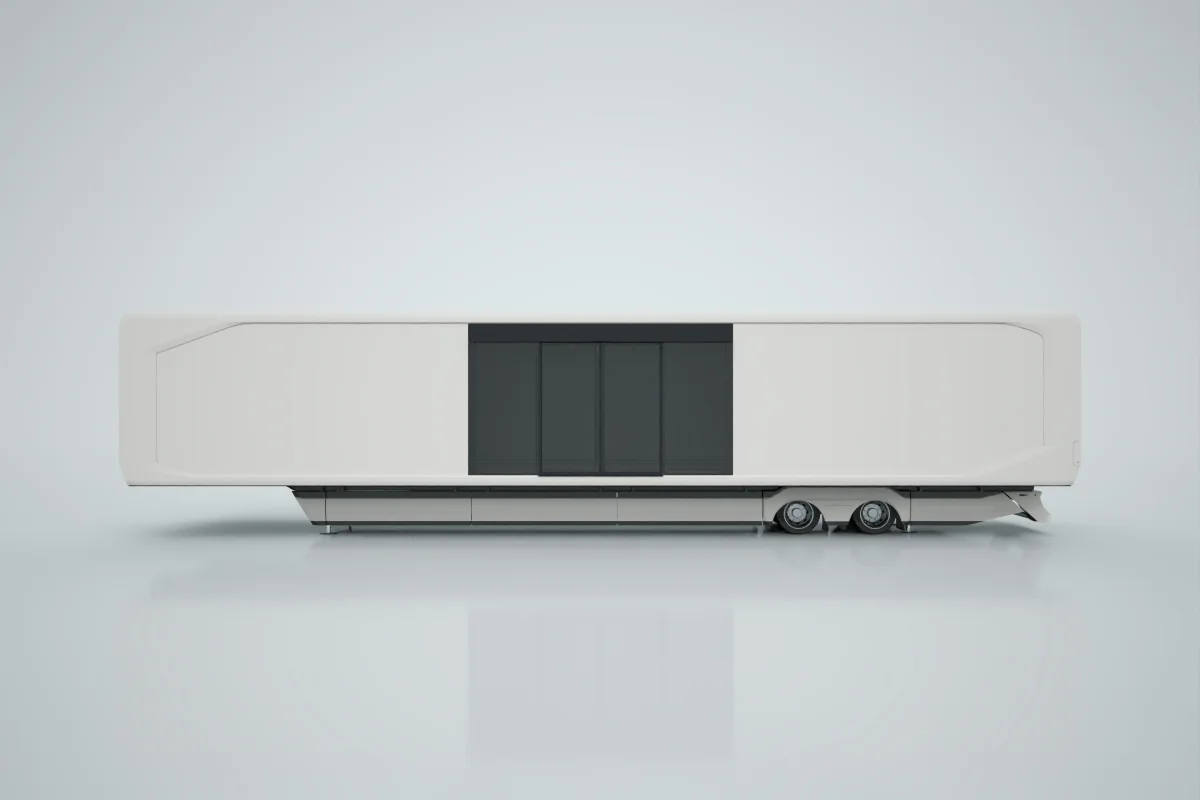 Solid wall with electric sliding door