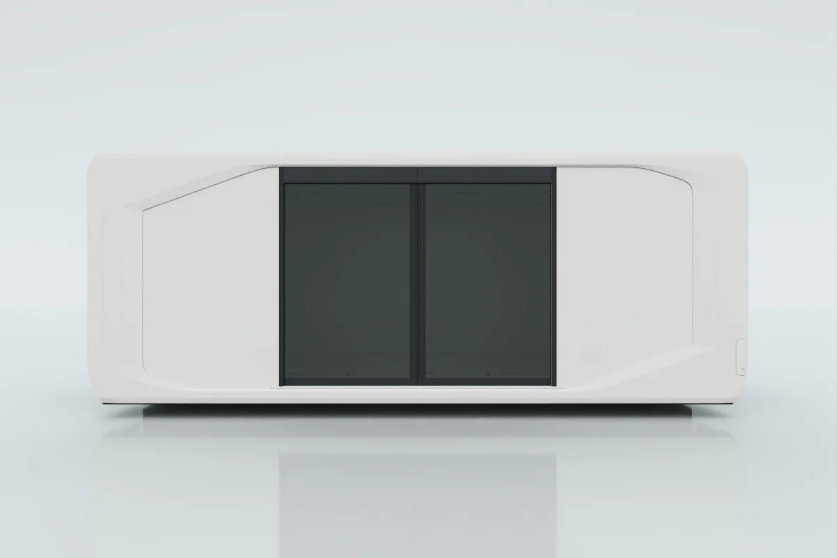 Solid wall with manual sliding door
