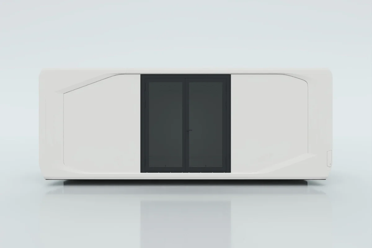 Solid wall with double hinged door