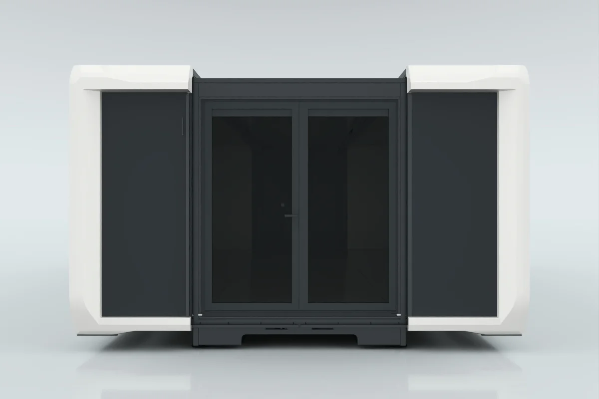 Double opening doors with glass